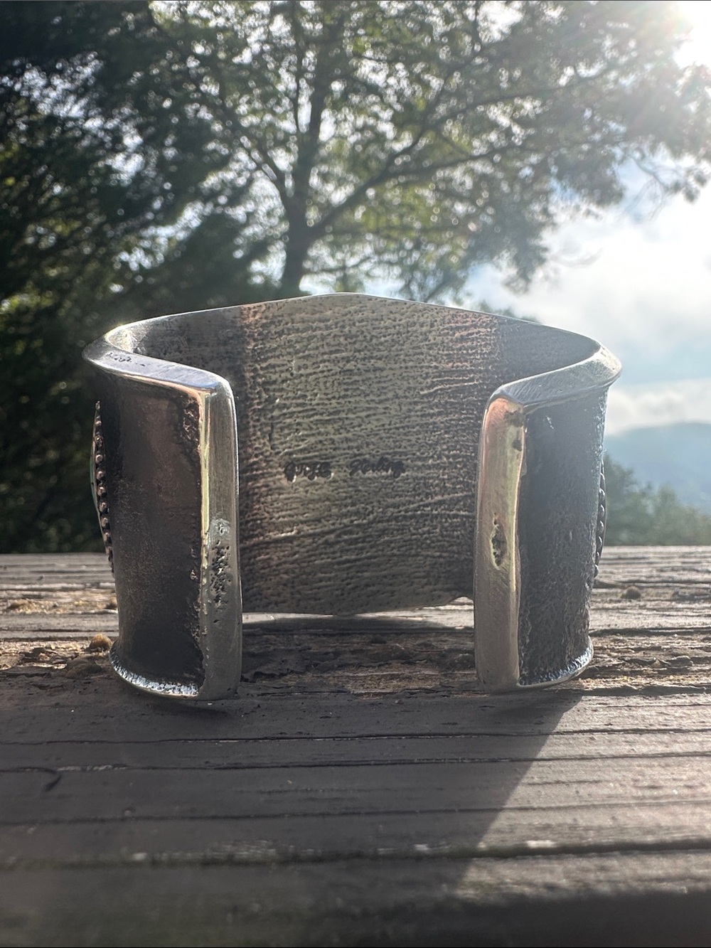 Navajo ✨ Glenn Livingston Turquoise Statement Cuff Bracelet - Picture 6 of 9
